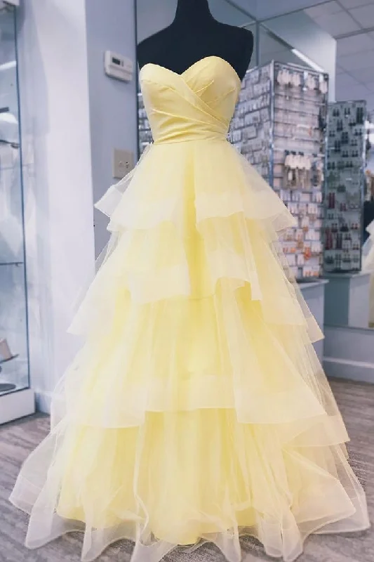 Unique Sweetheart Backless Prom Dresses For Teens Elegant Daffodil Party Dresses Tunics Chic fashionable