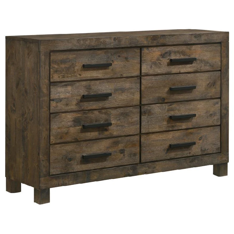 Woodmont - 8-Drawer Dresser - Rustic Golden Brown Tunics Silk luxurious