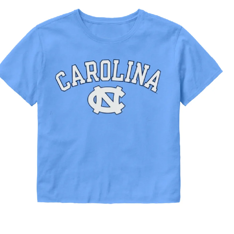 UNC Basic Crop Top by Champion in Carolina Blue Solid Color Striped Floral