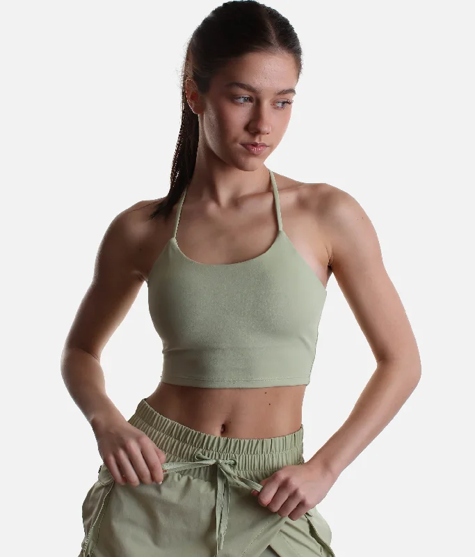 FLEXY CROP TOP in Pistachio - Perfect for Yoga, Dance, and Beyond Sequined Glittery Shiny