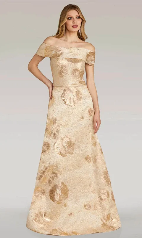 Gia Franco 12250 - Off Shoulder Jacquard Evening Dress Tunics Fall fleece