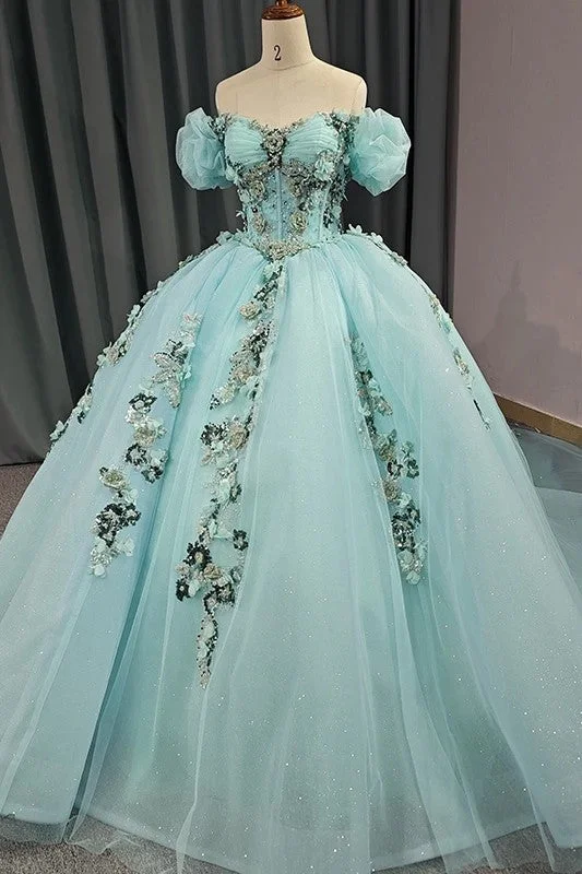 Stylish Cap Sleeve Sweetheart Evening Party Dress Quinceanera Dresses with 3D Appliques Tunics Bestseller popular