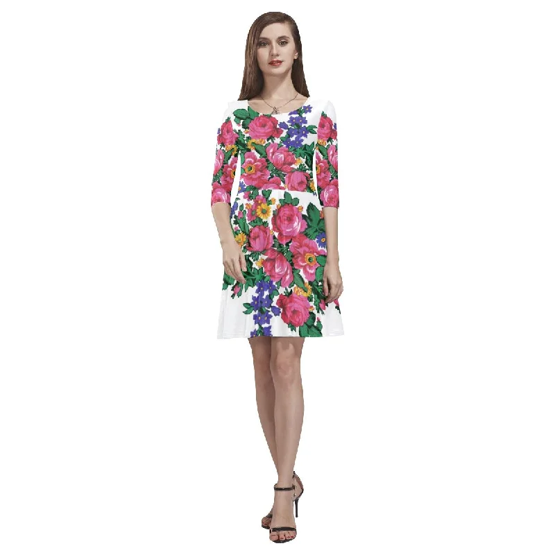 Kokum's Revenge-White Tethys Half-Sleeve Skater Dress Tunics Versatile functional