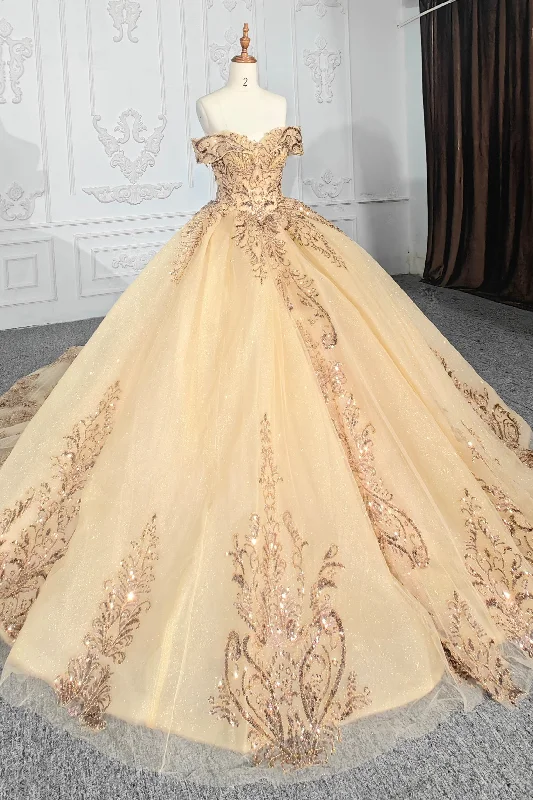 Gorgeous Gold Quinceanera Dresses Ball Gown Beading Evening Party Dress Tunics Chic elegant