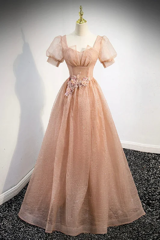 Cute Tulle Lace Long Prom Dresses, A-Line Evening Party Dresses Tunics Wedding white