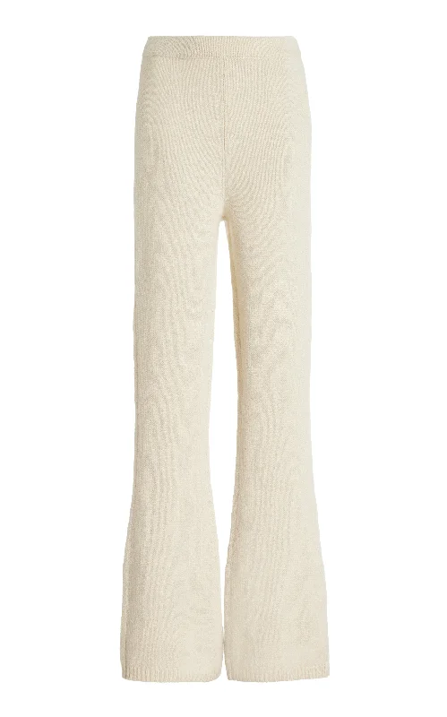 Ornston Knit Pant in Ivory Cashmere Stylish Paperbag Waist Pants