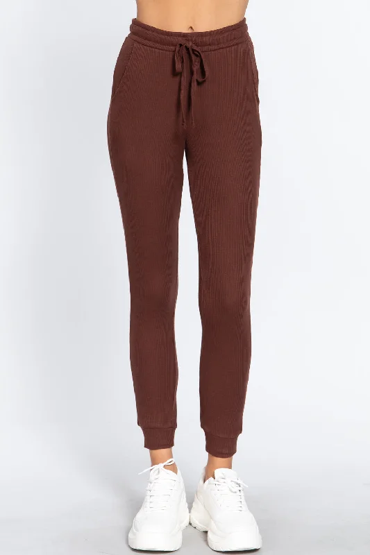 Waist Band Side Pocket Thermal Pants Comfortable Wide-Leg Pants