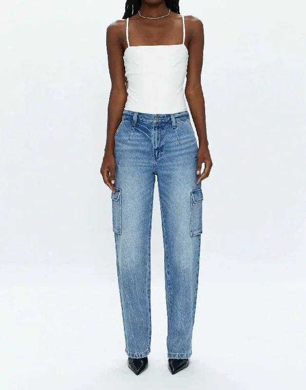 Bobbie Cargo Mid Rise Vintage Pant In Regent Casual Drawstring Pants