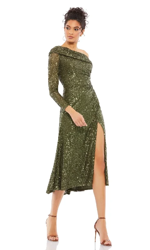 Mac Duggal Olive Green Sequin Midi Party Dress 26551 Tunics Essential wardrobe