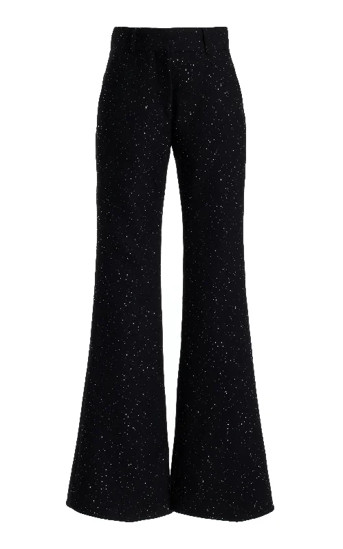 Allanon Sequin Pant in Black Virgin Wool Stylish Elastic Waist Pants