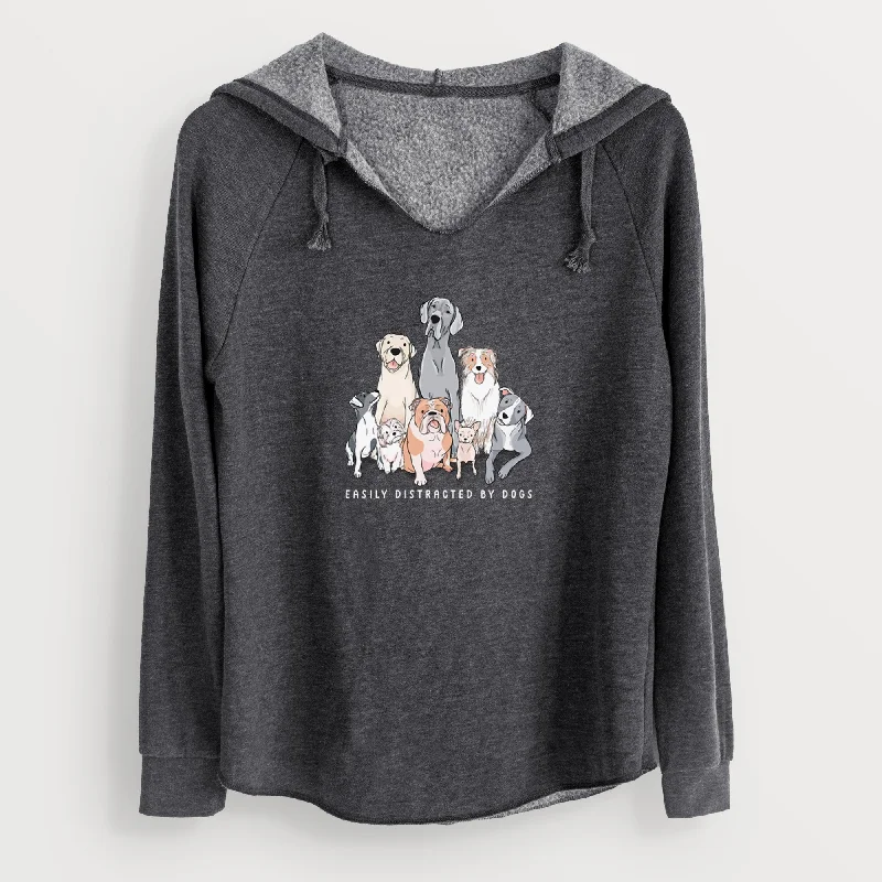 Vibrant Easily Distracted by Dogs - Cali Wave Hooded Sweatshirt Hoodie with Ribbed Cuffs Snug Fit Comfort