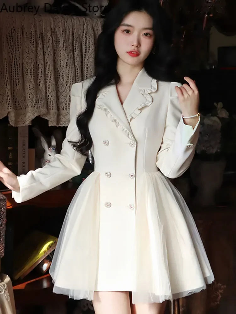 Yipinpay Elegant Mini White Dress Women Vintage Chic Bow Mesh Design Formal Dress Summer Casual Slim Birthday Evening Party Dress Tunics Short Trendy