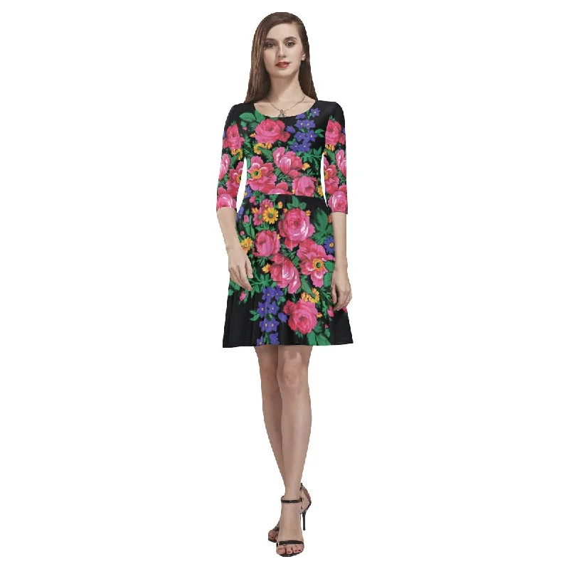 Kokum's Revenge-Black Tethys Half-Sleeve Skater Dress Tunics Luxurious high-end