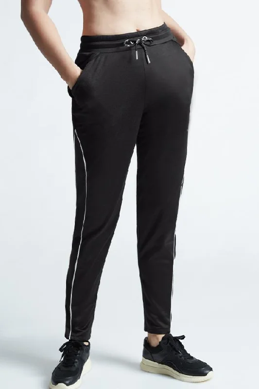 Piping Tricot Track Pants Trendy High-Waist Trousers