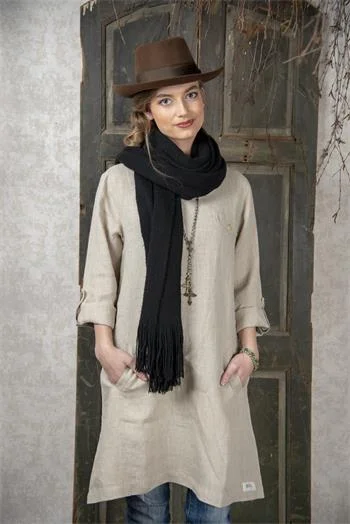 Dress - Simple heart - Linen color Tunics Leisure comfortable
