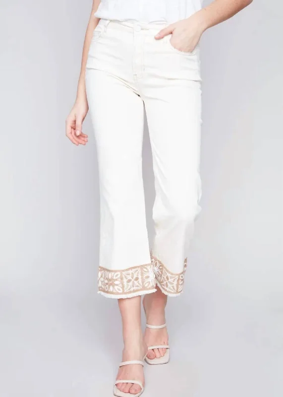 Ankle Stretch Twill Pants In White Chic Faux Leather Pants