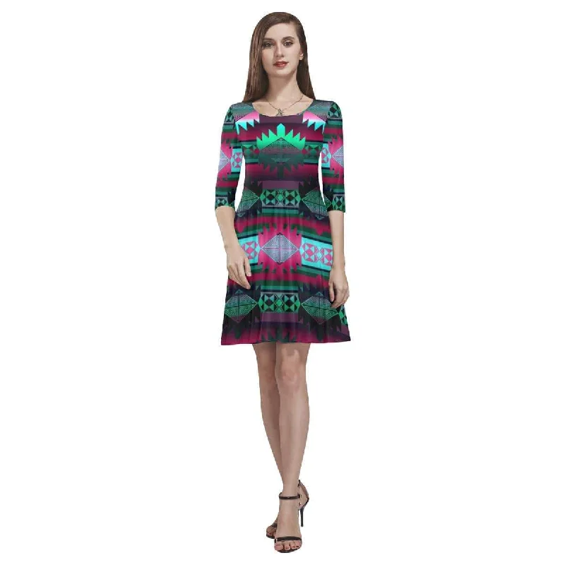 Okotoks Horizon Tethys Half-Sleeve Skater Dress Crew Neckline Casual