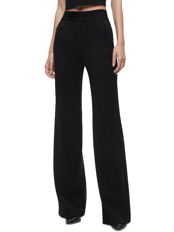 Deanna Womens High Rise Faux Pockets Bootcut Pants Lightweight Linen Pants