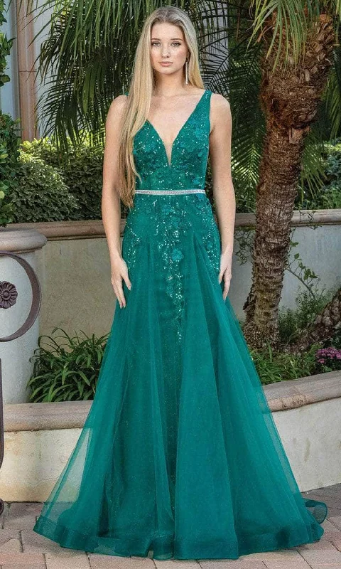 Dancing Queen 4311 - Appliqued Sleeveless Prom Dress Off-the-shoulder Chic Trendy