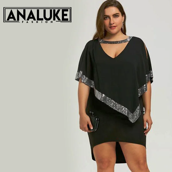V-Neck Round Collar Split Party Dress Tunics Leisure comfortable
