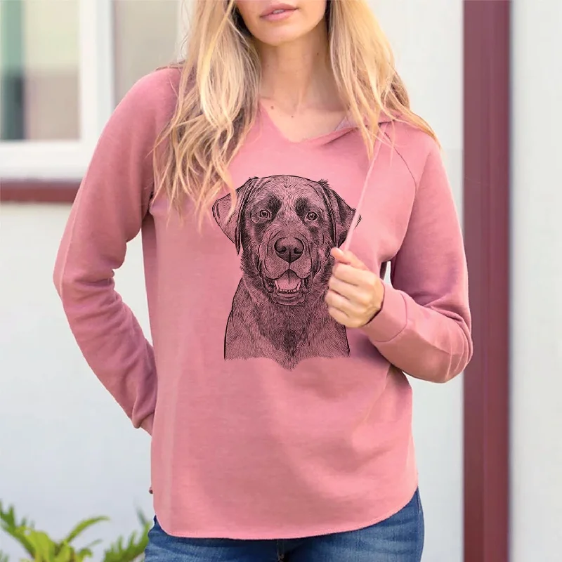 Heath the Black Lab - Cali Wave Hooded Sweatshirt Hoodie with Batwing Sleeves Loose Dramatic