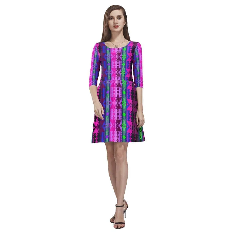 Inside the Quillwork Lodge Tethys Half-Sleeve Skater Dress Tunics Favorite customer