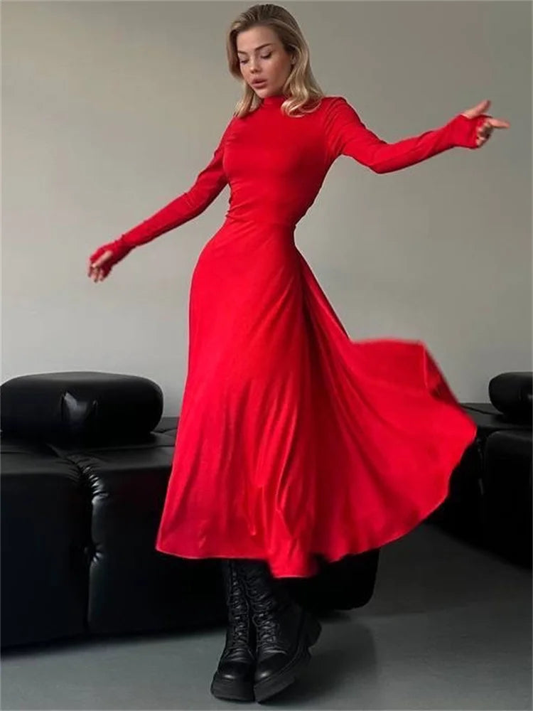 Yipinpay Solid Elegant Fashion Long Dress For Women Basic Long Sleeve Patchwork Autumn 2024 Ribbed Dress Hollow Out Party Dress Tunics Short Trendy