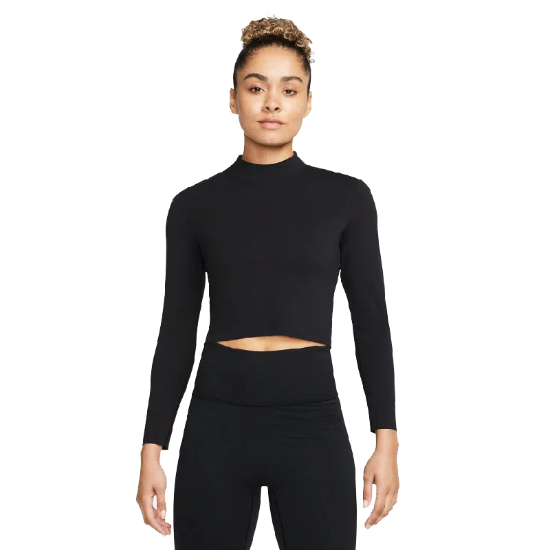 Nike Yoga Dri-Fit Luxe Women's Long Sleeve Crop Top Striped Floral Plaid