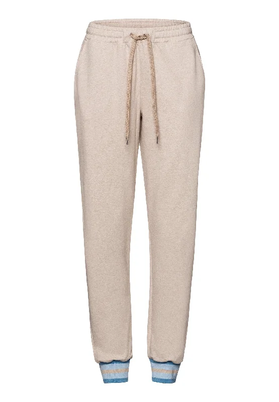 Natural Living Cotton Drawstring Lounge Pants | Camel Melange 78851-2895 Relaxed Linen Pants