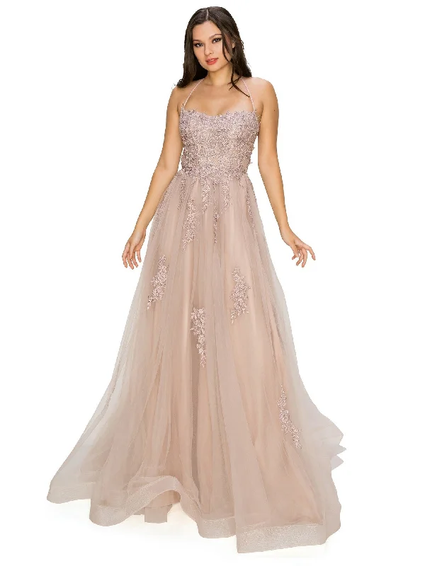 Bliss Lace Applique Open Back Spaghetti Tulle Dress for Women, Sizes XS-3XL Tunics Cozy comfortable