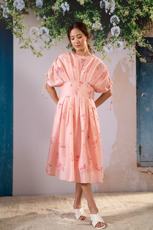 Pink Scarlett Digital Print Pleated Dress Tunics Office stylish