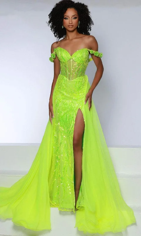 Johnathan Kayne 2834 - Draped Sleeve Beaded Prom Dress Boatneck Modish Everyday