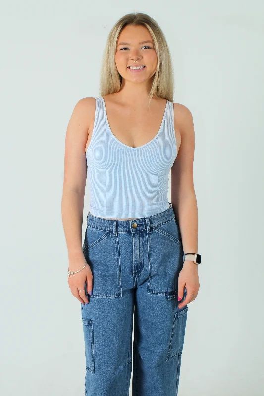 Women's Vintage Wash Ribbed Crop Top Terry Blend Velvet Blend Canvas Blend