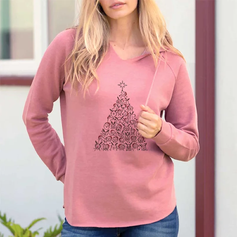 Christmas Tree of Dogs - Cali Wave Hooded Sweatshirt Hoodie with Monochrome Minimalist Simple