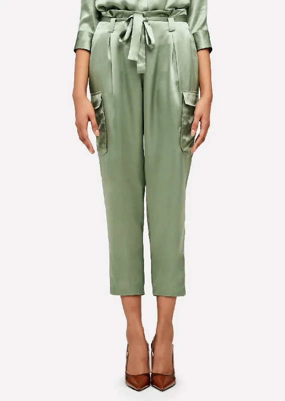 Roxy Paperbag Cargo Pant In Light Ivy High-Waist Trousers