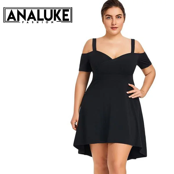 Cold Shoulder Black Party Dress Tunics Brand named