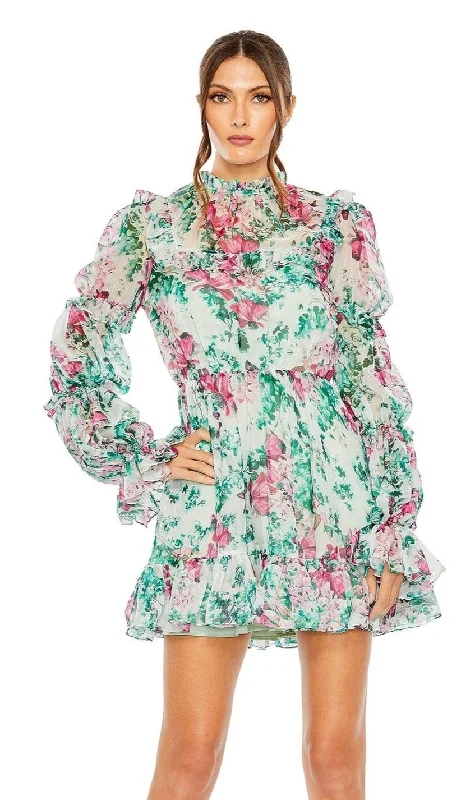 High-Neck Print Party Dress 56008 by Mac Duggal Tunics Spring floral