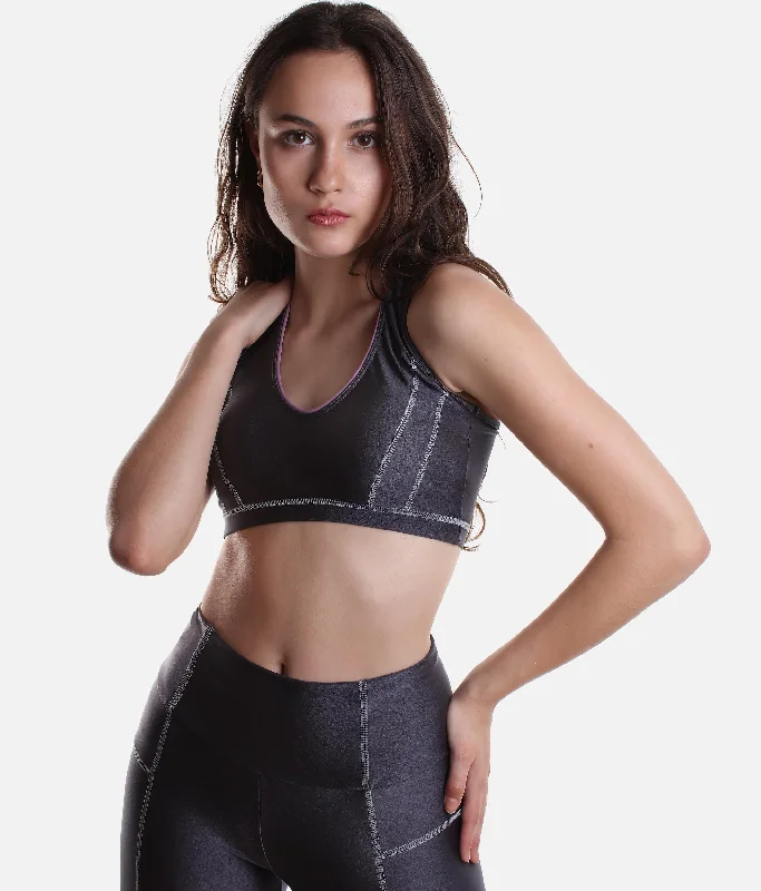 Racer Back Crop Top - 15228 Zippered Front Buttoned Front Snap Front