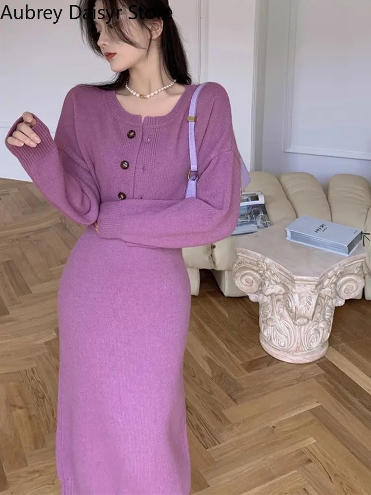 Purple Knitted Dress