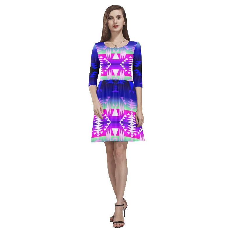 Between the Wasatch Mountains Tethys Half-Sleeve Skater Dress Tunics Velvet soft