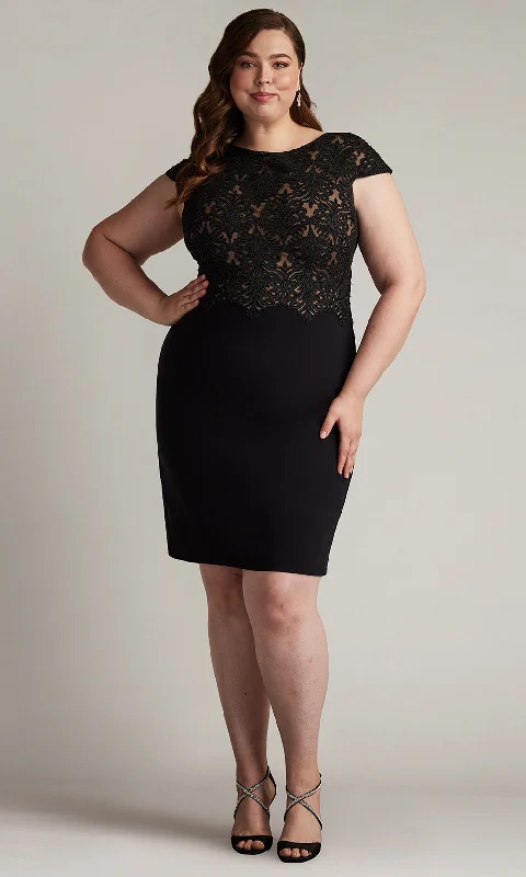 Tadashi Shoji CDY24098MQ - Beal Tulle & Crepe Embroidered Dress - Plus Size Tunics Prom sequined