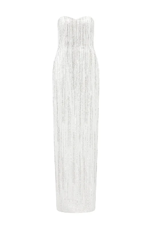 SEMI HEART NECK STRAPLESS DRESS Tunics Short Trendy