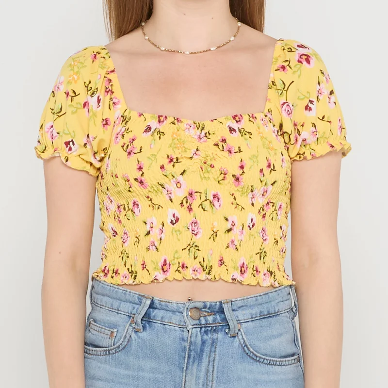 Square Neck Crop Top - UK 4 Knit Fabric Woven Fabric Fleece Fabric