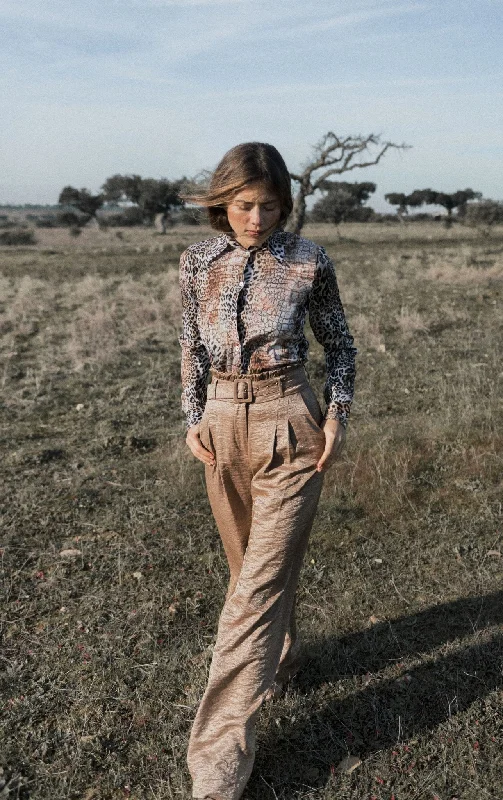 Camel Large Pants Trendy High-Waist Trousers