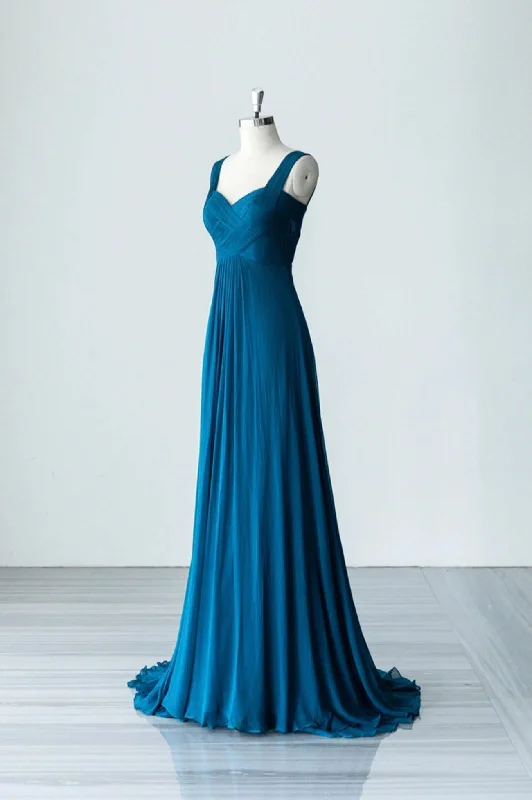 Blue Chiffon Long A-Line Prom Dress, A-Line Evening Dress Party Dress Tunics Review highly