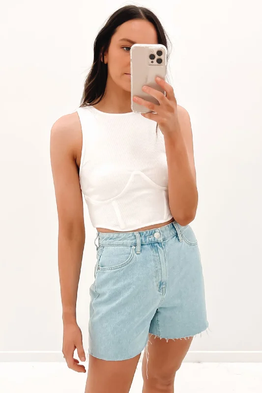 Otto Crop Top White Iron Safe Non-Iron Wrinkle Free