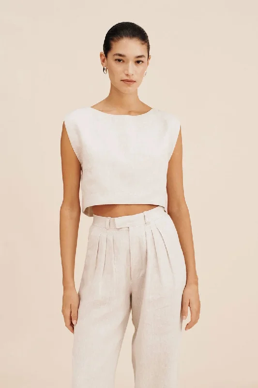 Martina Crop Top - Natural Jersey Fabric Tulle Fabric Batik Fabric