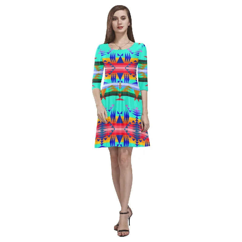 Between the Mountains Spring Tethys Half-Sleeve Skater Dress Tunics Recommended stylist