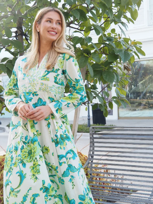Embroidered Lime/Turquoise Floral