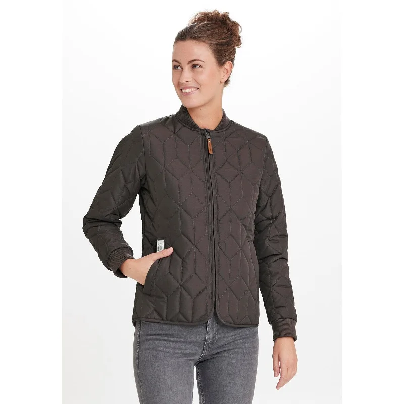 Piper W Quilted Jacket - Shale Mud V-Neck Jacket Boat Neck Jacket Square Neck Jacket